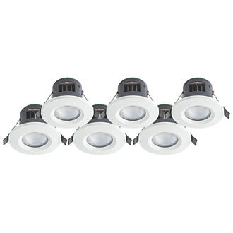 Image of 4lite Fixed Fire Rated LED Downlight Matt White 7W 720lm 6 Pack 