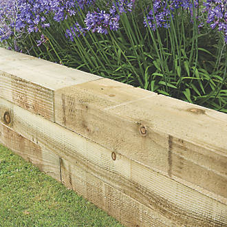 Image of Forest Landscaping Sleepers Natural Timber 2.4m 3 Pack 