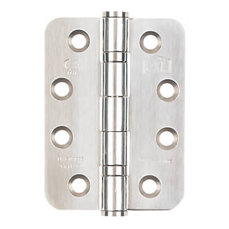 Image of Smith & Locke Polished Stainless Steel Grade 13 Fire Rated Radius Hinges 102mm x 76mm 2 Pack 