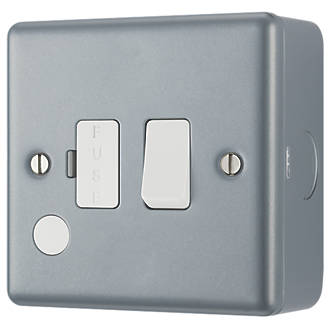 Image of British General 13A Switched Metal Clad Fused Spur & Flex Outlet with White Inserts 