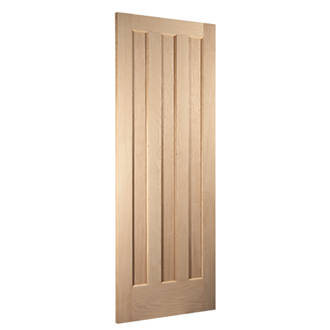 Image of Jeld-Wen Aston Unfinished Oak Veneer Wooden 3-Panel Internal Door 2040mm x 726mm 