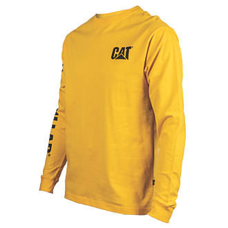 Image of CAT Trademark Banner Long Sleeve T-Shirt Yellow Medium 38-40" Chest 