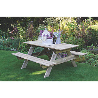 Image of Forest Small Rectangular Garden Picnic Table 1500mm x 1500mm x 700mm 