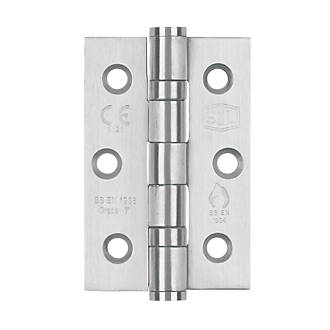 Image of Smith & Locke Satin Stainless Steel Grade 7 Fire Rated Ball Bearing Hinges 76mm x 51mm 2 Pack 