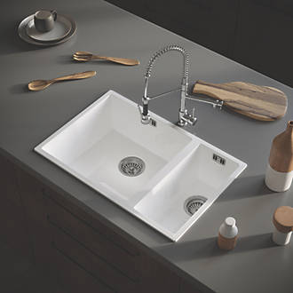 Image of ETAL Comite 1.5 Bowl Composite Kitchen Sink Gloss White Left-Hand 670mm x 440mm 