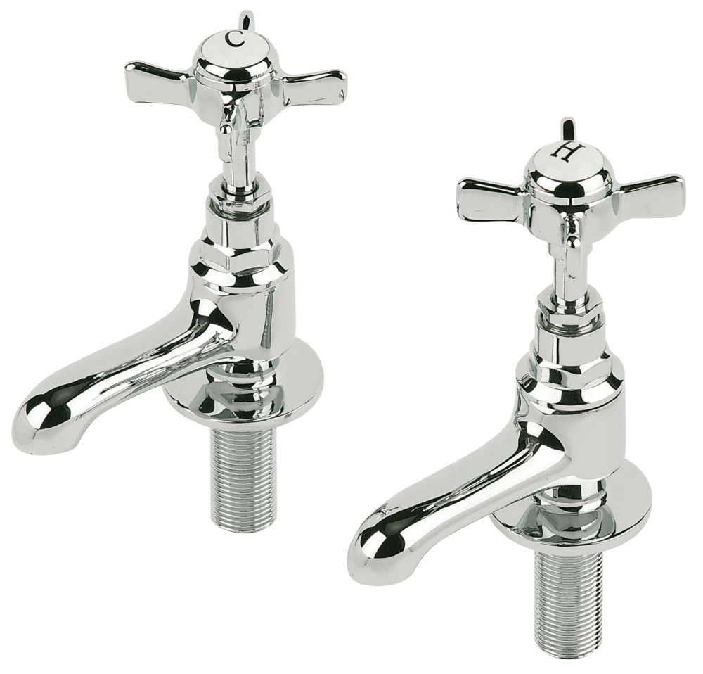 Swirl Edwardian Basin Taps Pair | Basin Taps | Screwfix.com
