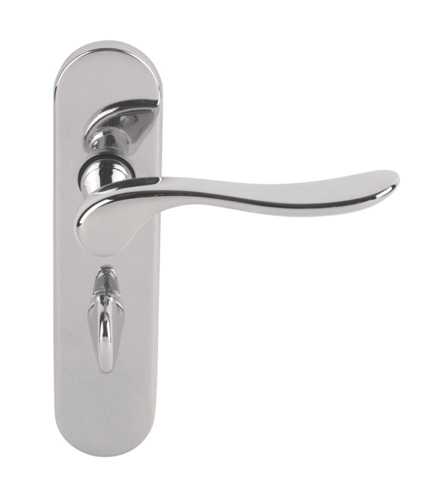 Urfic Hampshire Bathroom Door Handles Pair Polished Nickel | Bathroom ...