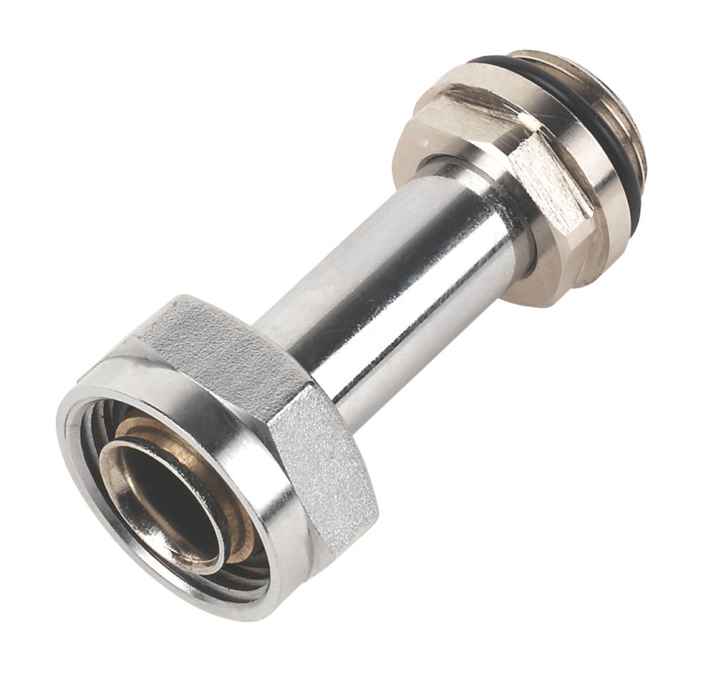 White & Chrome Radiator Union Valve Tail 15mm x ½