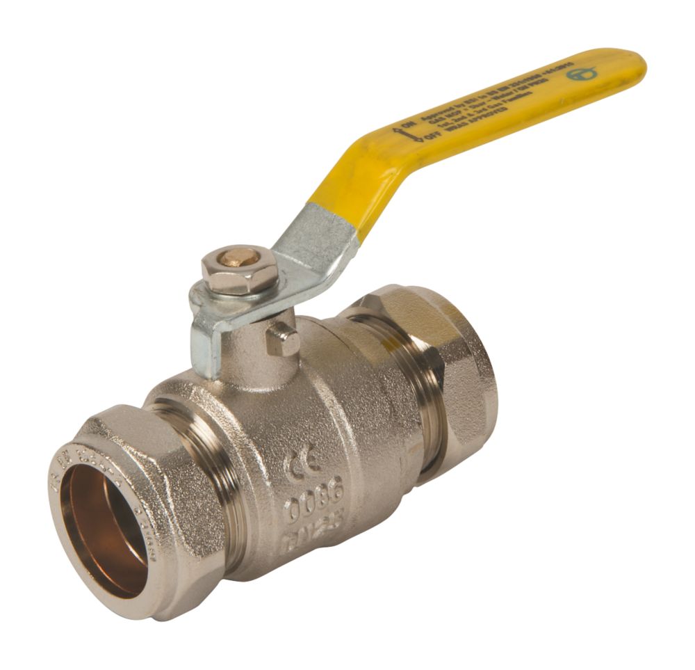 Tesla Lever Ball Valve Yellow 28mm | Ball Valves | Screwfix.com