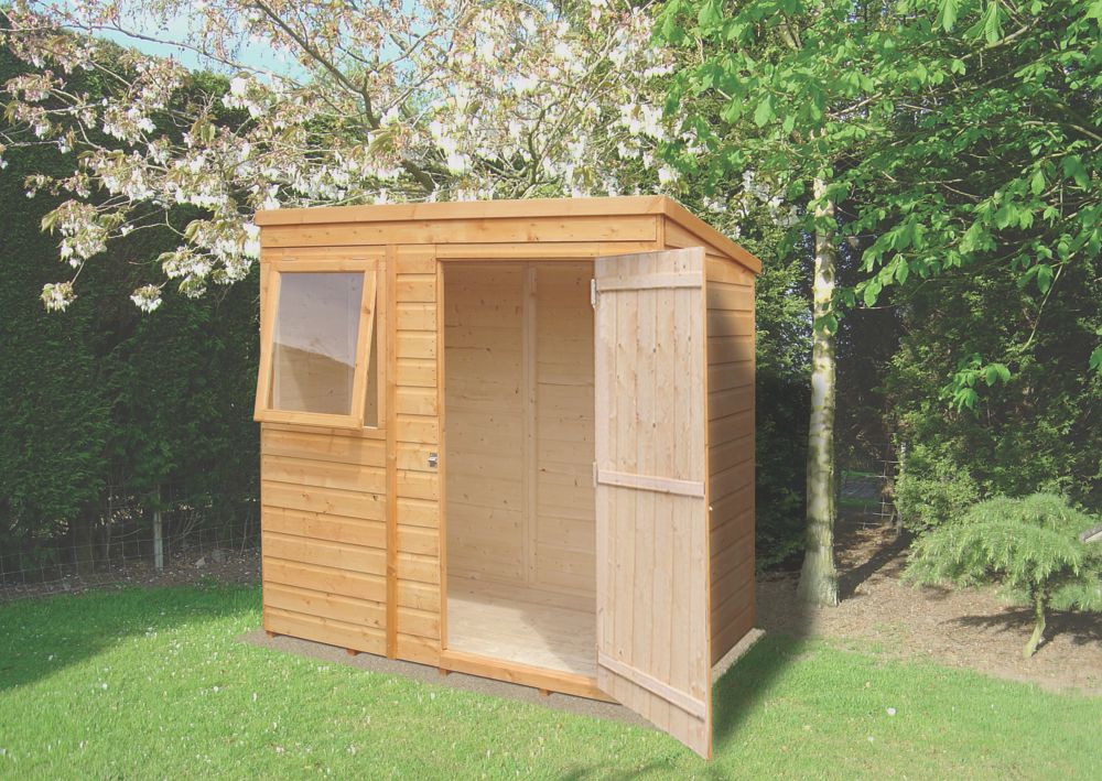 shire 6' x 4' nominal pent shiplap t&g timber shed