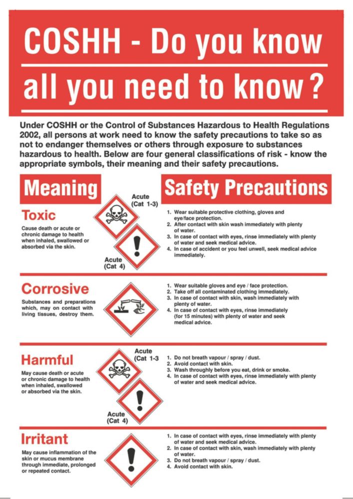 COSHH Safety Poster 600 x 420mm | Safety Posters | Screwfix.com