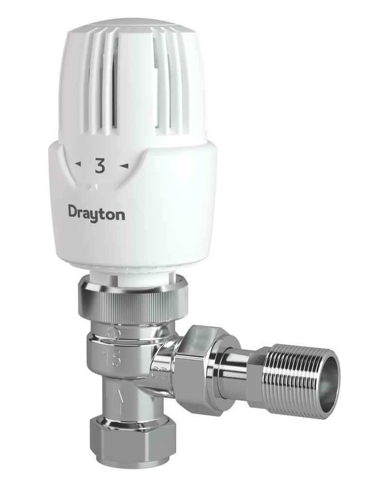 Drayton RT414 White Angled Thermostatic Radiator Valve with Auto ...