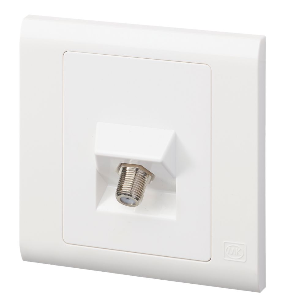 MK Logic Plus F-Type Satellite Socket White with White Inserts