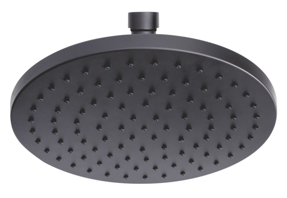 Swirl Fixed Shower Head Matt Black 250mm