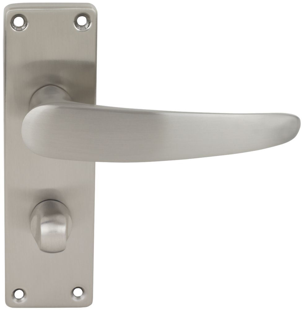 Smith & Locke Elegance Latch LoB Latch Door Handles Pair Satin Nickel