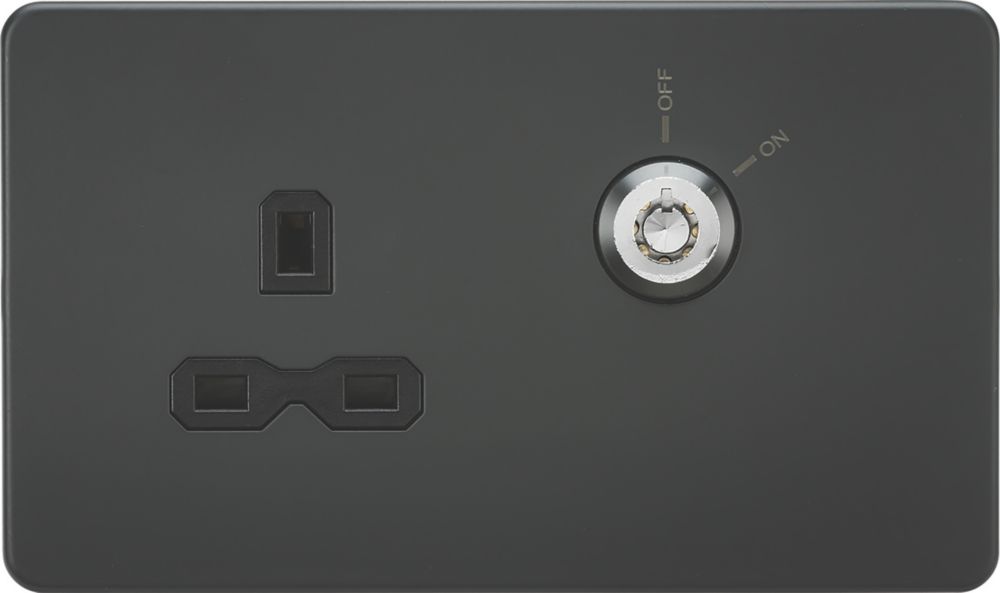 Knightsbridge 13A Key Switch 1-Gang DP Switched Socket Anthracite with ...