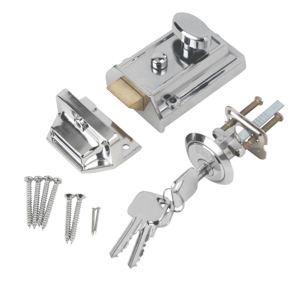 Smith & Locke Traditional Night Latch Satin Chrome 40mm Backset