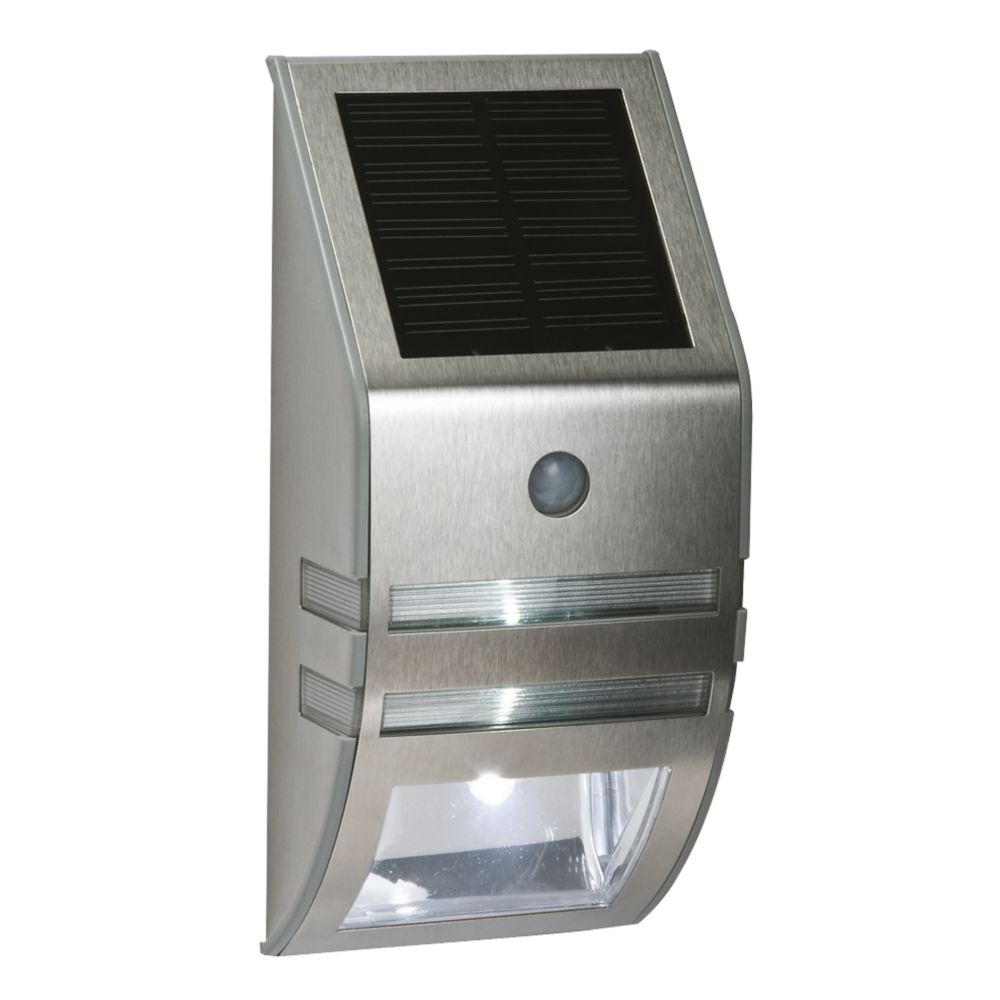 LAP 48422 Solar Powered LED Bulkhead with PIR Photocell Silver 40lm