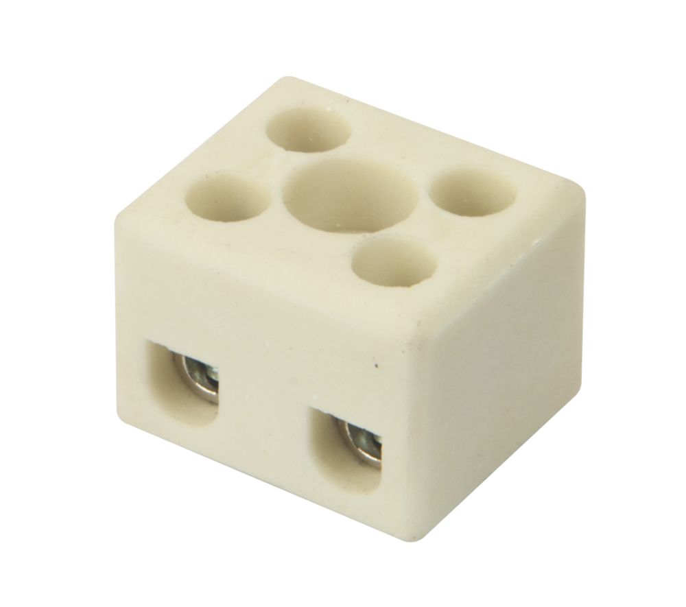 Hylec Double Pole 24A Steatite Ceramic Terminal Blocks Pack of 5