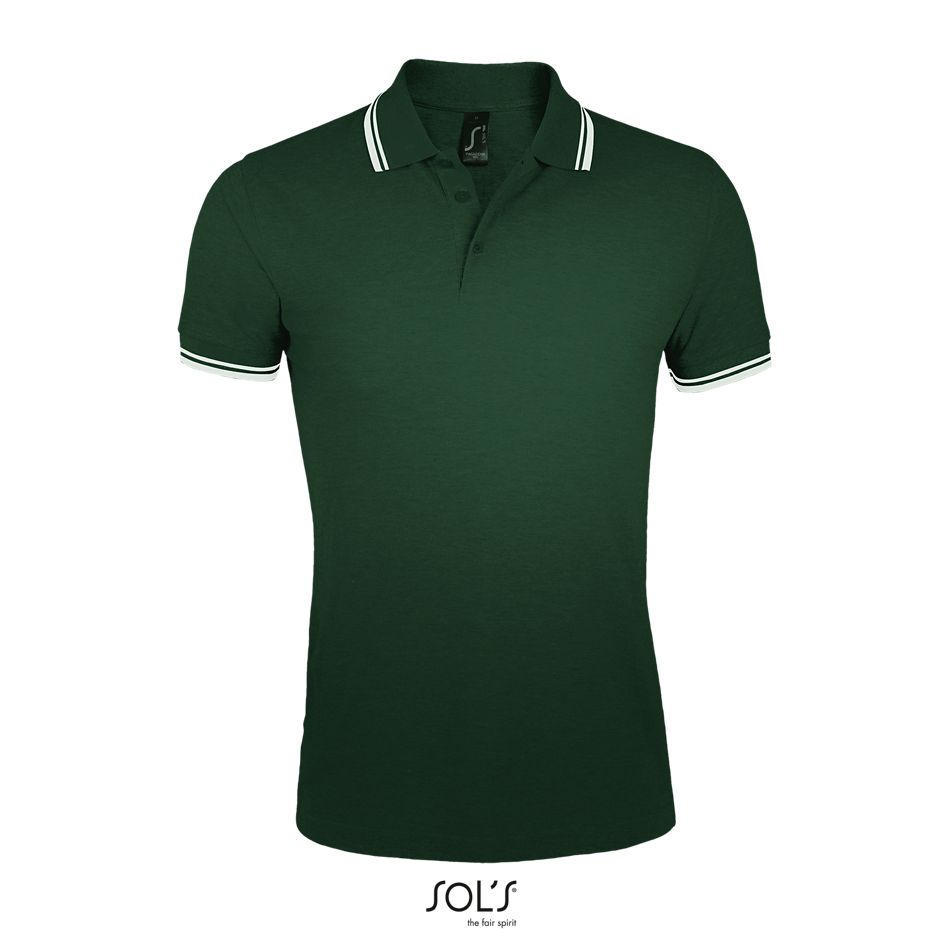 Polo Para Hombre SOL'S PASADENA MEN Verde bosque / Blanco