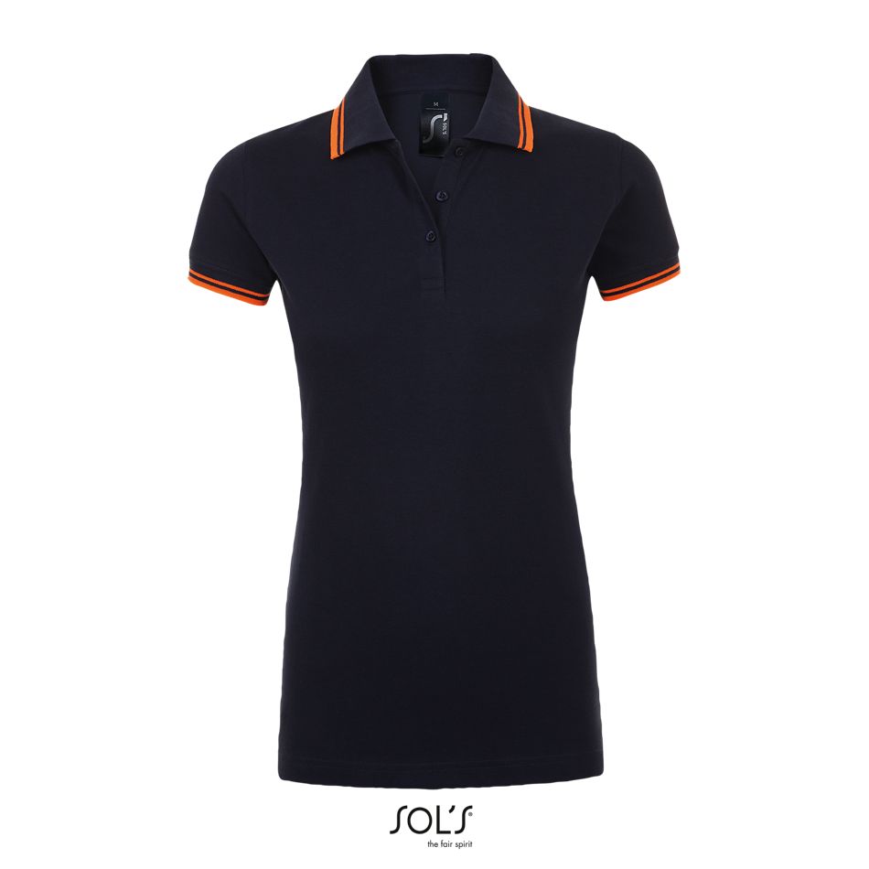 Polo Para Mujer SOL'S PASADENA WOMEN French Marino / Naranja fluor
