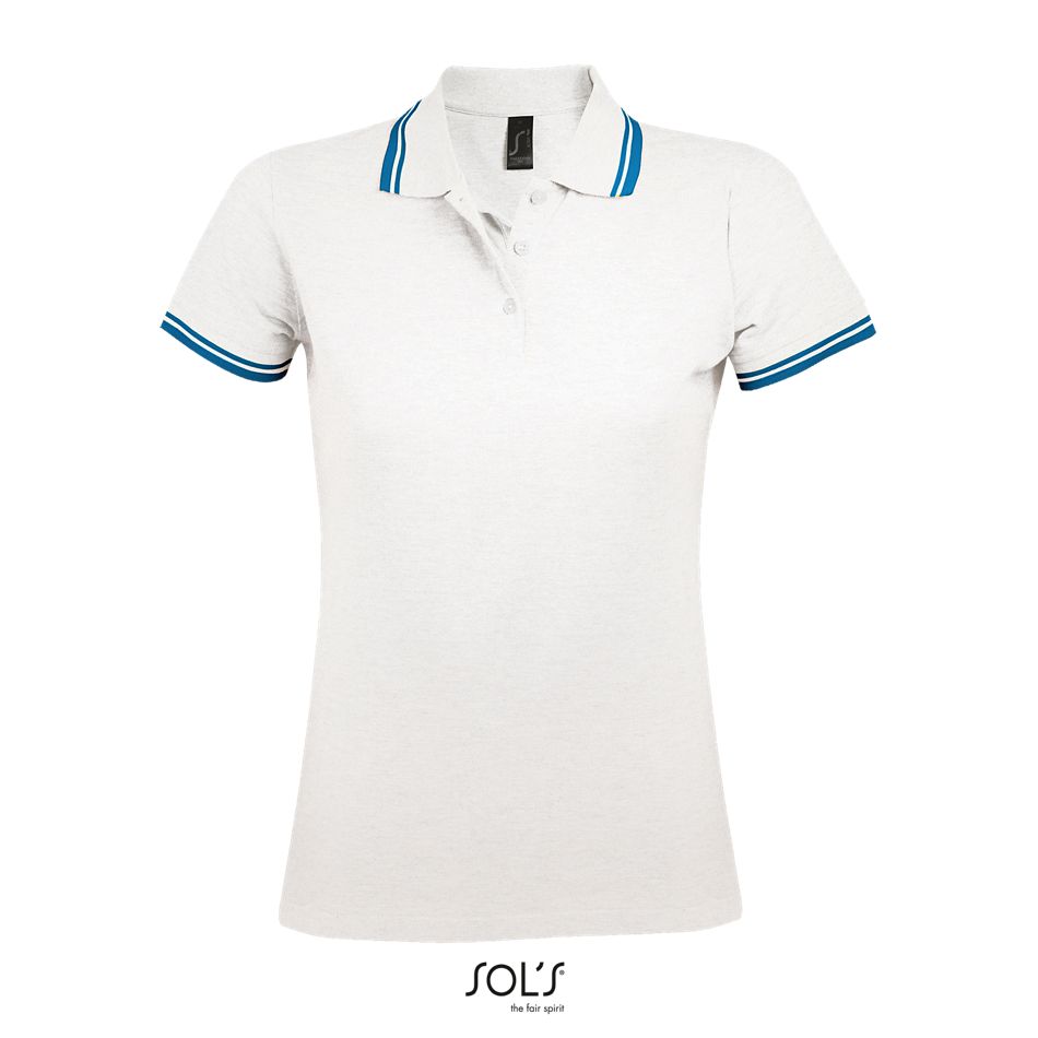 Polo Para Mujer SOL'S PASADENA WOMEN Blanco / Aqua