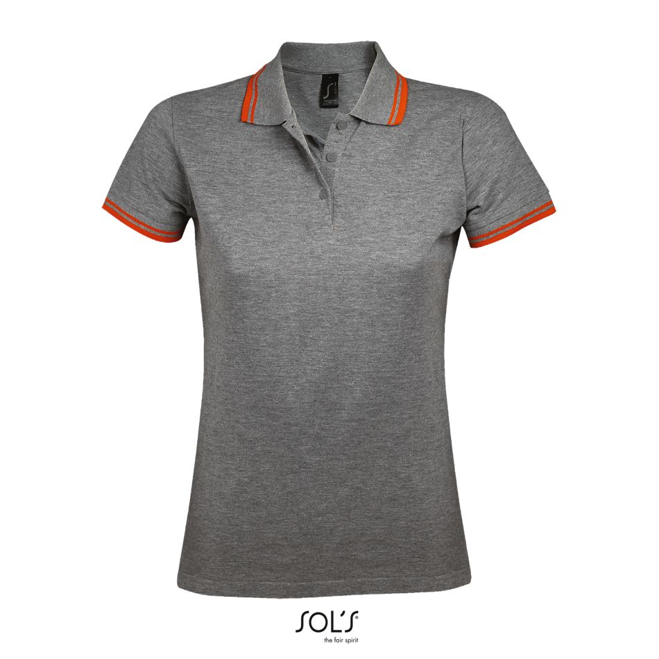 Polo Para Mujer SOL'S PASADENA WOMEN Gris mezcla / Naranja