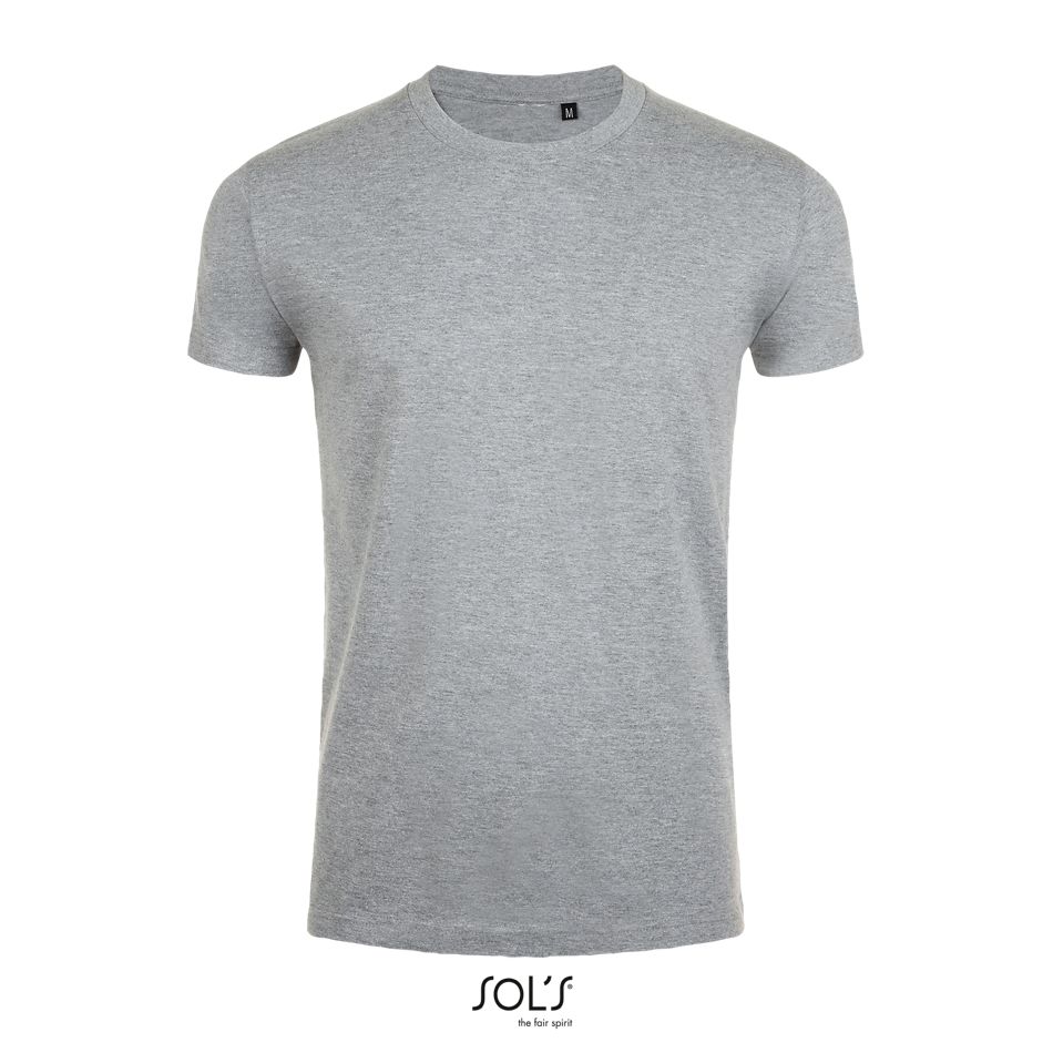 Camiseta Ajustada Hombre Cuello Redondo SOL'S Imperial FIT GRIS MEZCLA