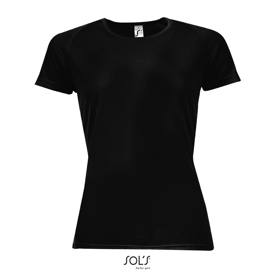 Camiseta De Mujer Mangas Raglán SOL'S SPORTY WOMEN NEGRO