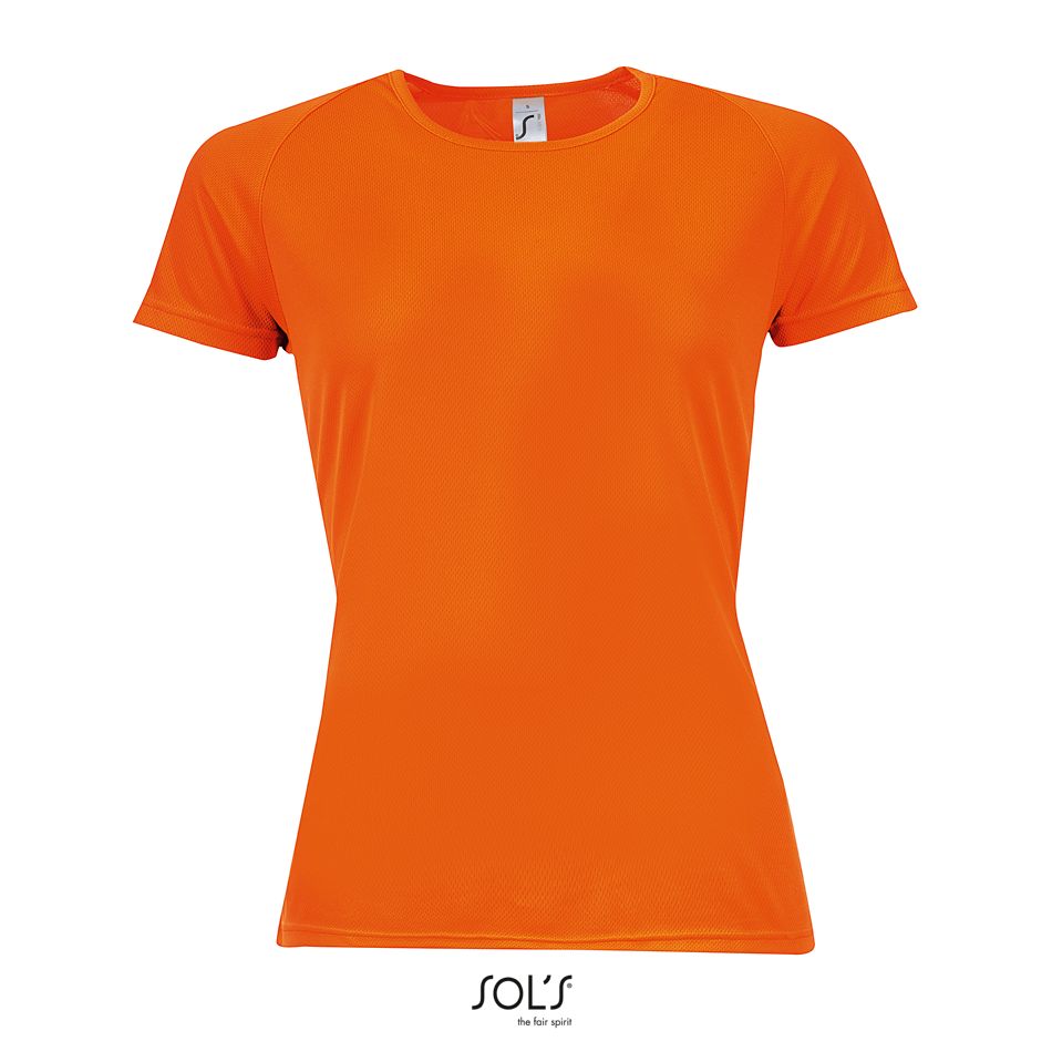 Camiseta De Mujer Mangas Raglán SOL'S SPORTY WOMEN Naranja Fluor