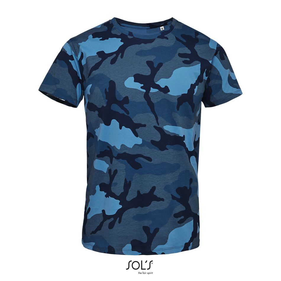 Camiseta Hombre Cuello Redondo SOL'S CAMO MEN Camuflaje azul