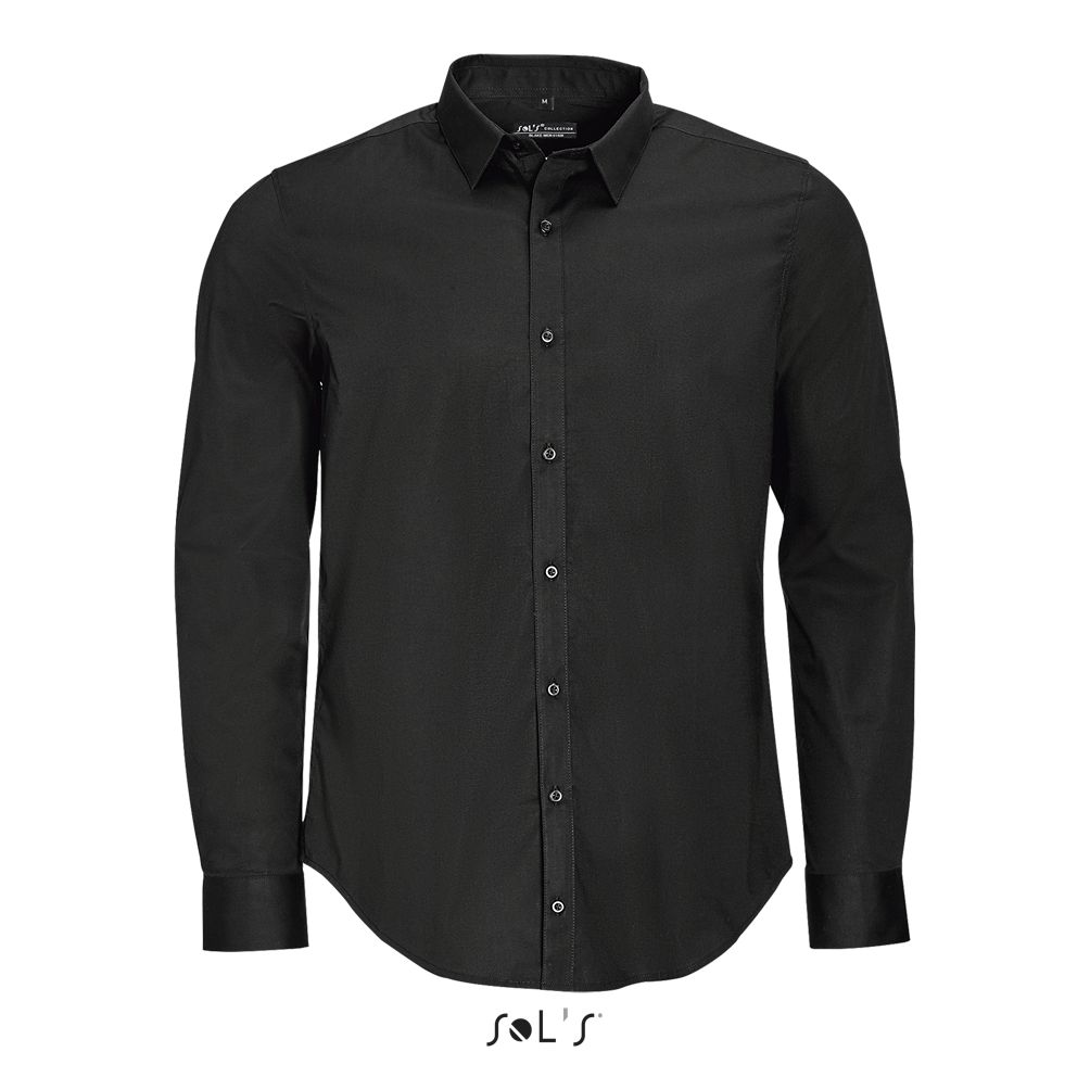 Camisa Stretch Hombre Manga Larga SOL'S BLAKE MEN NEGRO