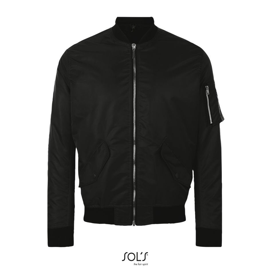 Chaqueta Bomber Unisex SOL'S REBEL NEGRO