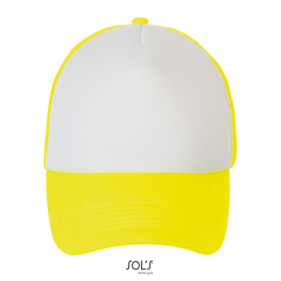 Gorra De Malla De 5 Paneles SOL'S BUBBLE Blanco / Amarillo Neón