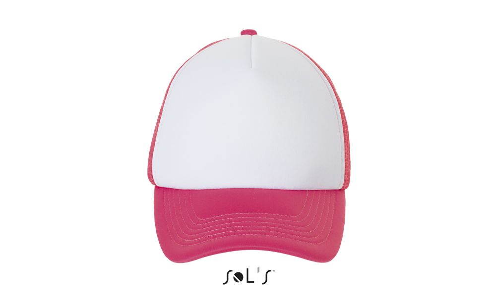 Gorra De Malla De 5 Paneles SOL'S BUBBLE Blanco / Neón coral