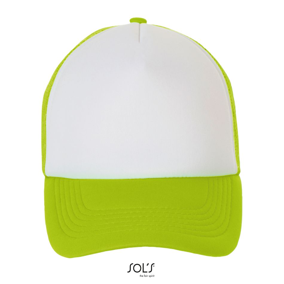 Gorra De Malla De 5 Paneles SOL'S BUBBLE Blanco / Verde Neón