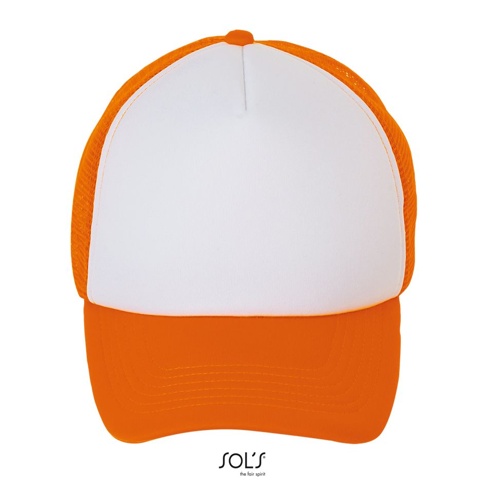 Gorra De Malla De 5 Paneles SOL'S BUBBLE Blanco / Naranja fluor