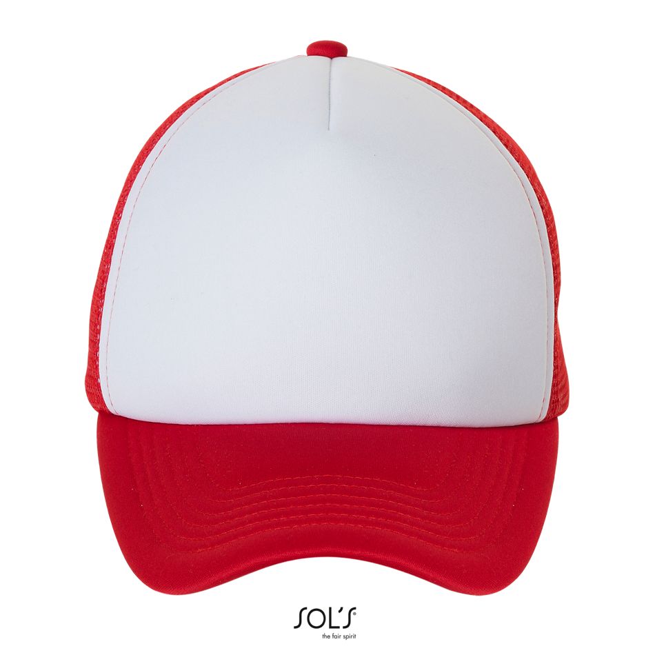 Gorra De Malla De 5 Paneles SOL'S BUBBLE BLANCO / ROJO
