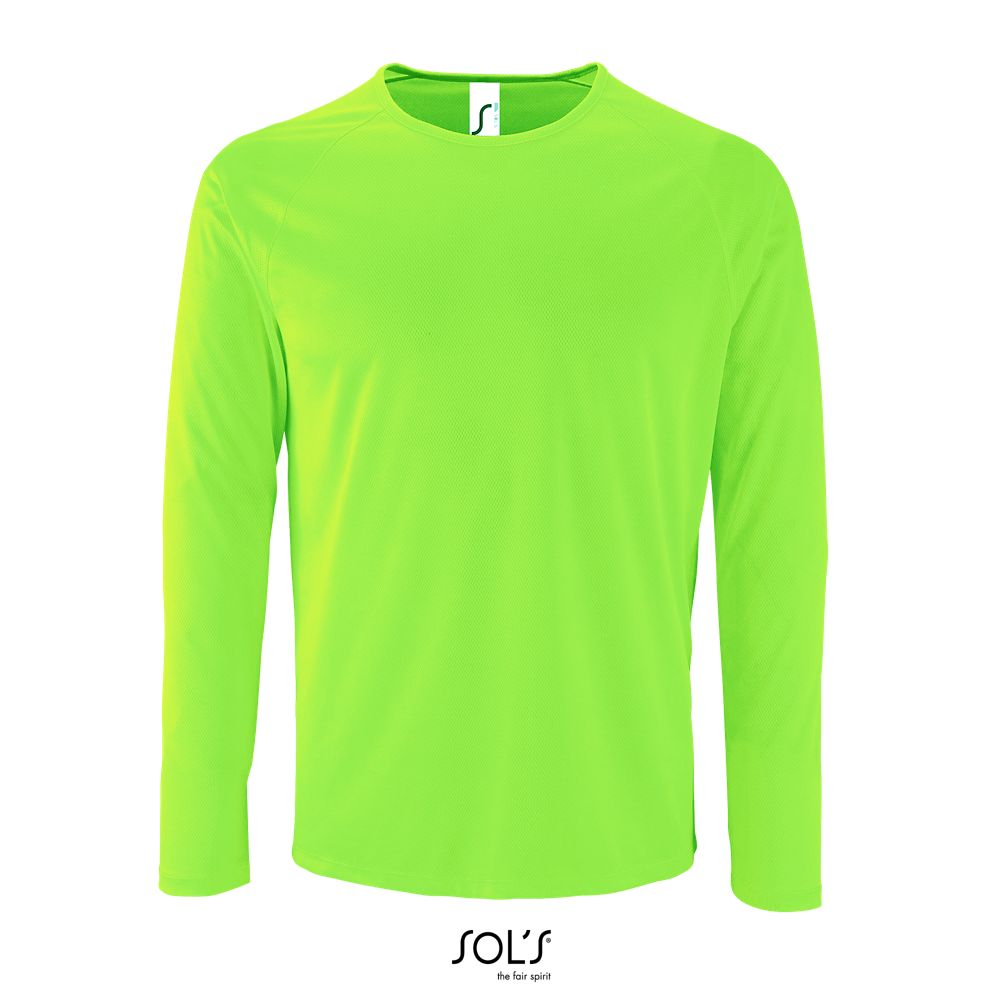 Camiseta De Deporte De Manga Larga De Hombre SOL'S SPORTY LSL MEN VERDE NEON