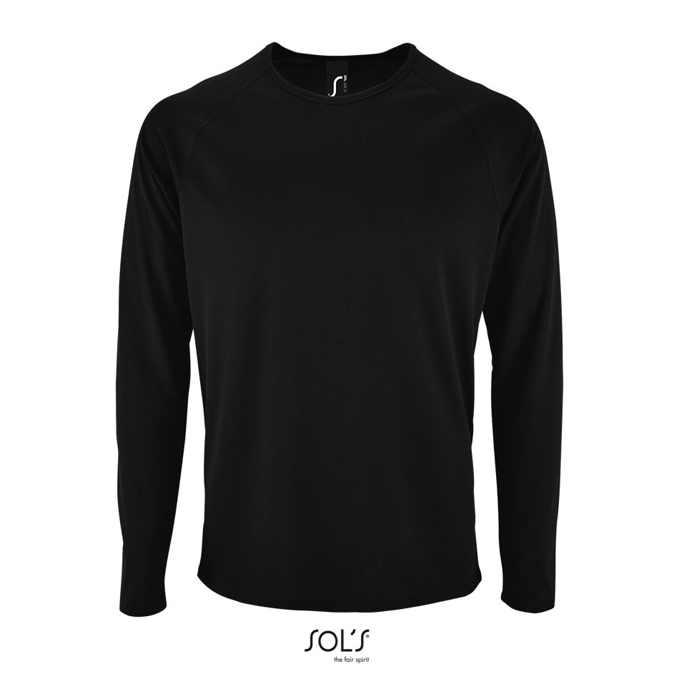 Camiseta De Deporte De Manga Larga De Hombre SOL'S SPORTY LSL MEN NEGRO
