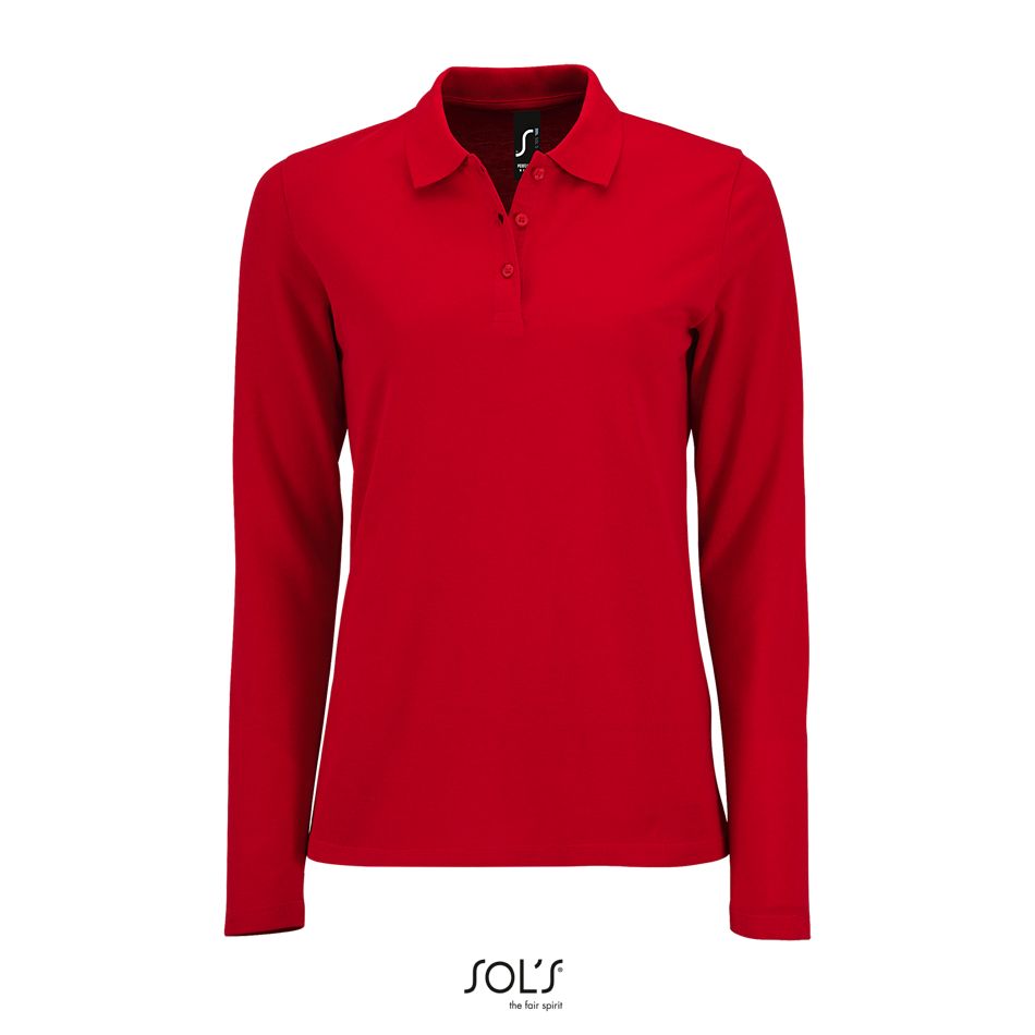 Polo Piqué De Manga Larga Para Mujer SOL'S PERFECT LSL WOMEN ROJO