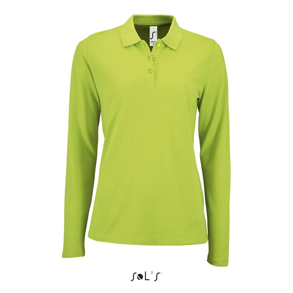 Polo Piqué De Manga Larga Para Mujer SOL'S PERFECT LSL WOMEN VERDE MANZANA