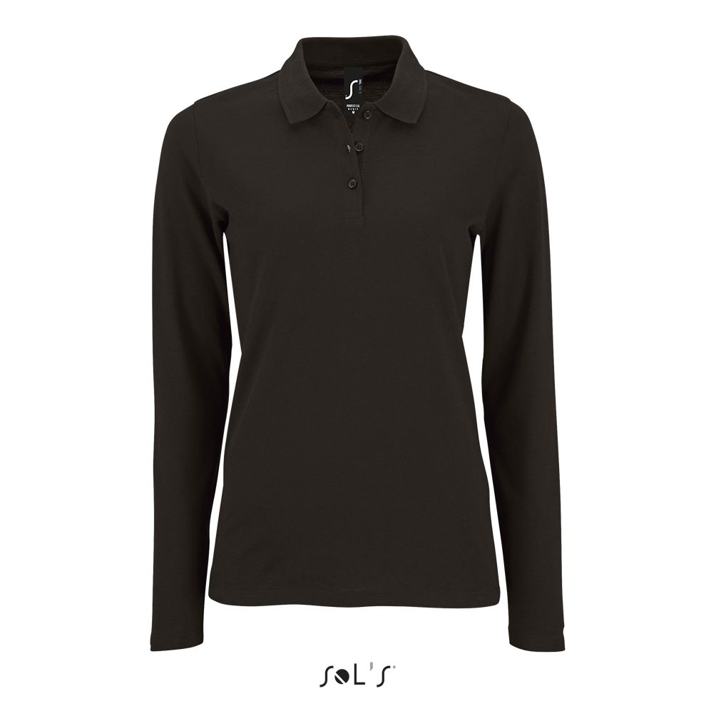 Polo Piqué De Manga Larga Para Mujer SOL'S PERFECT LSL WOMEN NEGRO