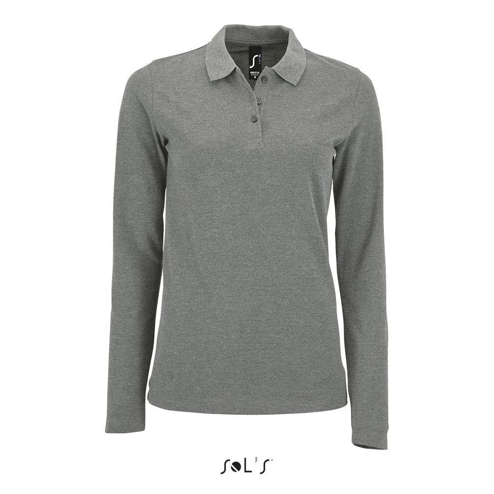 Polo Piqué De Manga Larga Para Mujer SOL'S PERFECT LSL WOMEN GRIS MEZCLA