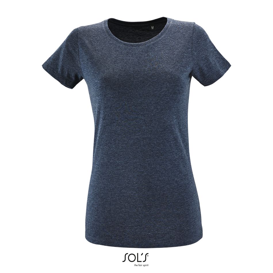 Camiseta Ajustada De Mujer Con Cuello Redondo SOL'S REGENT FIT WOMEN Denim jaspeado