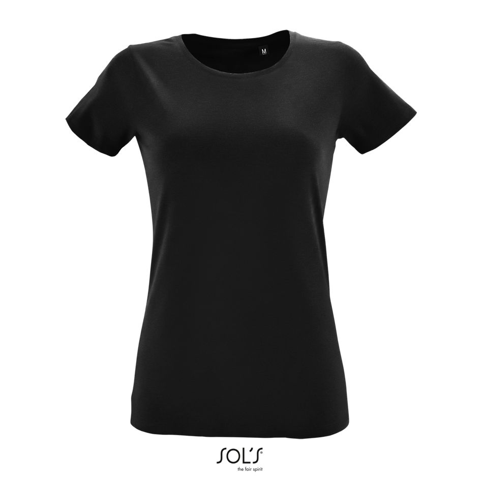 Camiseta Ajustada De Mujer Con Cuello Redondo SOL'S REGENT FIT WOMEN NEGRO PROFUNDO