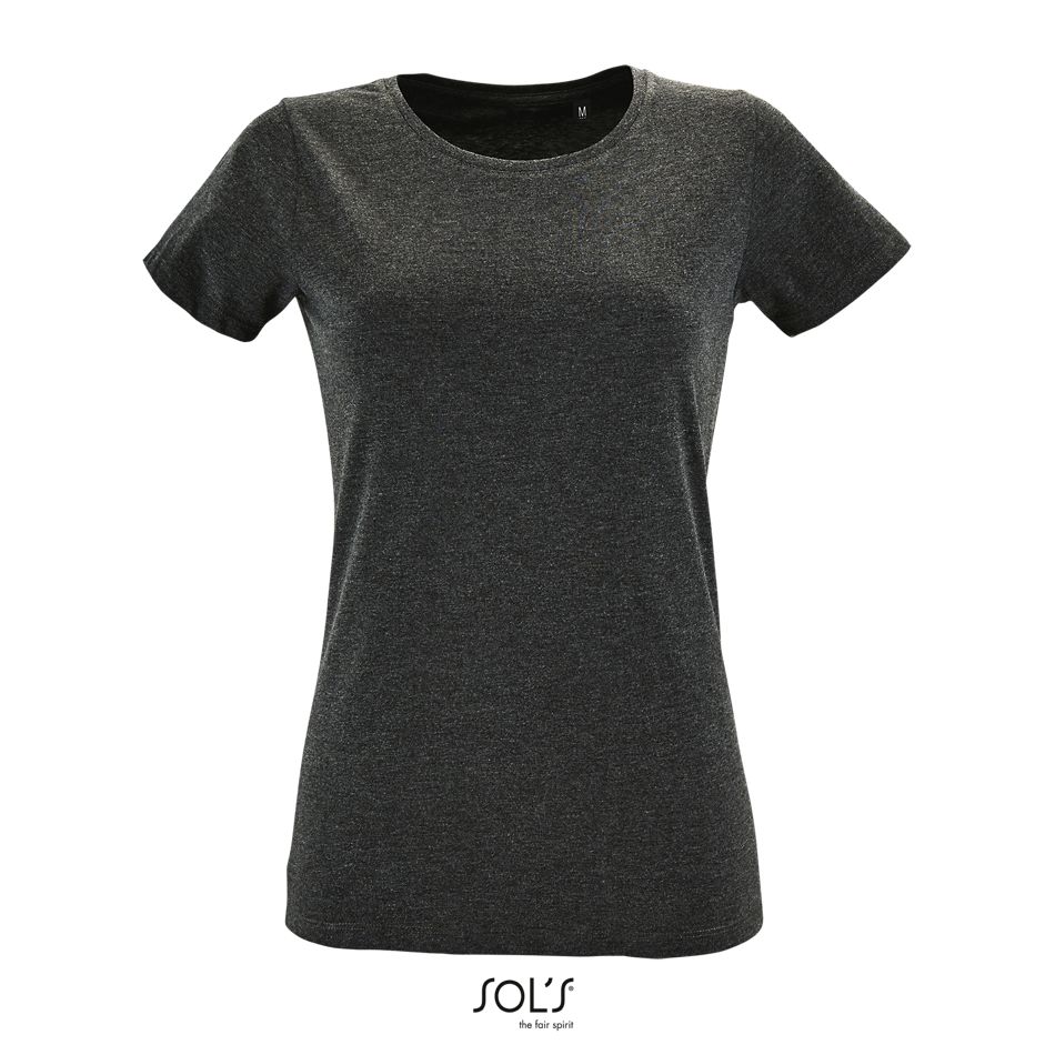 Camiseta Ajustada De Mujer Con Cuello Redondo SOL'S REGENT FIT WOMEN Antracita mezcla