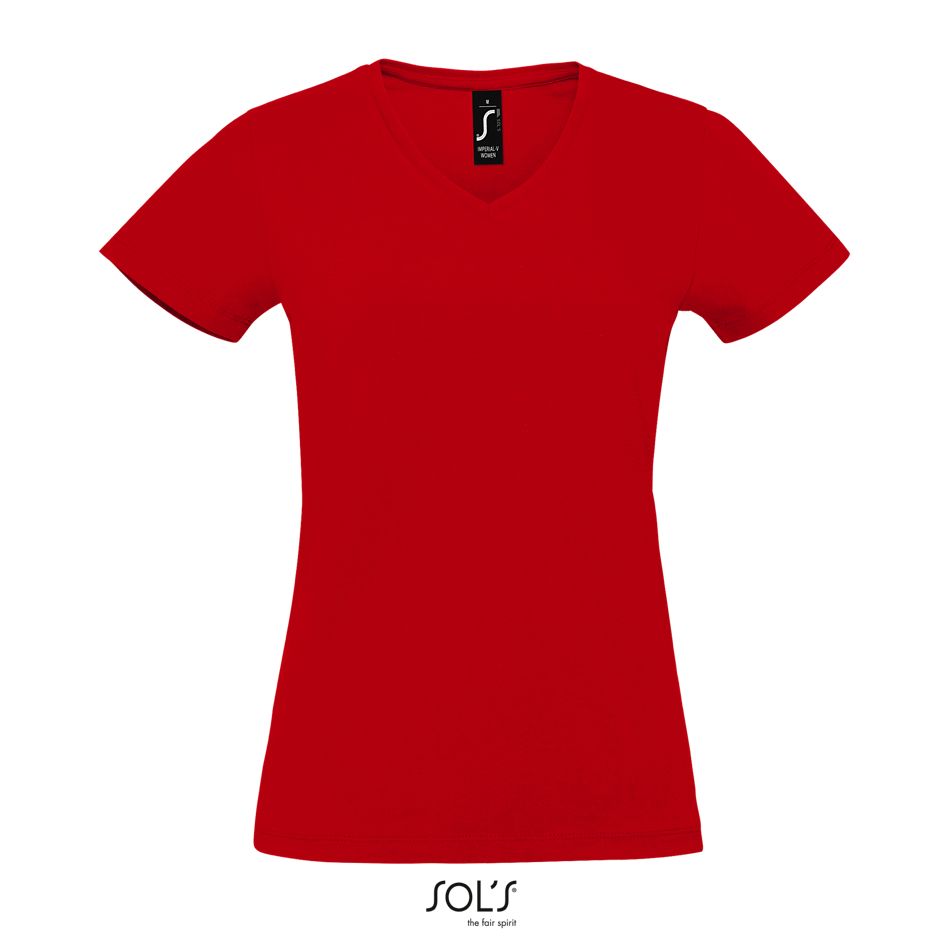 Camiseta De Mujer De Cuello De Pico SOL'S Imperial V WOMEN ROJO