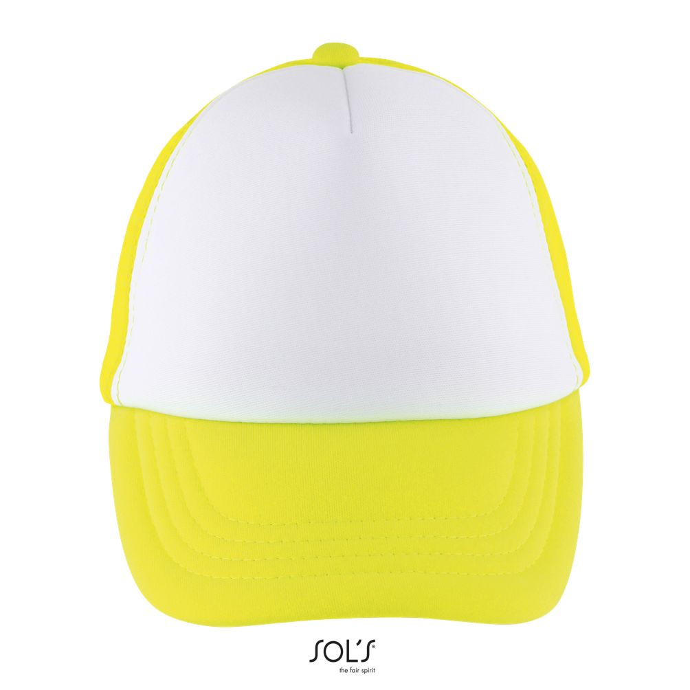 Gorra De Malla De 5 Paneles Para Niño SOL'S BUBBLE KIDS Blanco / Amarillo Neón
