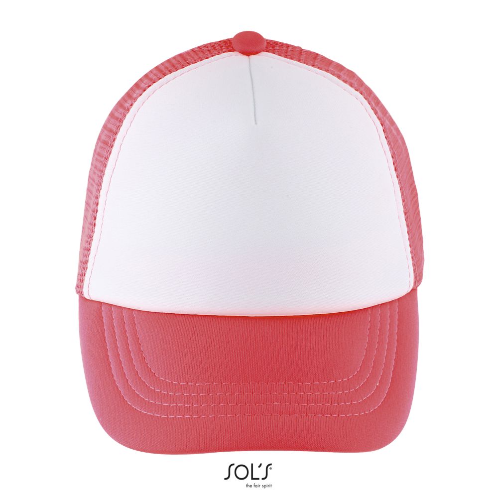 Gorra De Malla De 5 Paneles Para Niño SOL'S BUBBLE KIDS Blanco / Neón coral